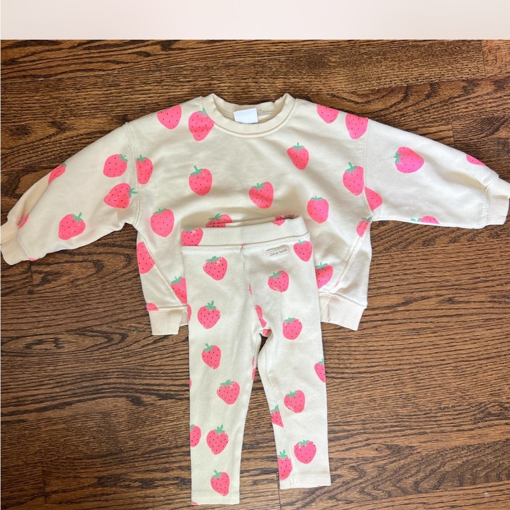 Strawberry Print Sweatshirt and Leggings Set